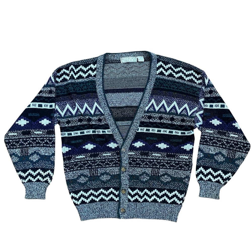 Vintage 1980s Michael Gerald Men’s Cardigan Sweater